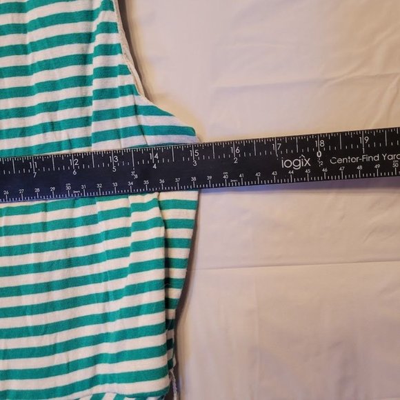 Elle Green White Striped Sleeveless Midi Dress Size L - Picture 10 of 10